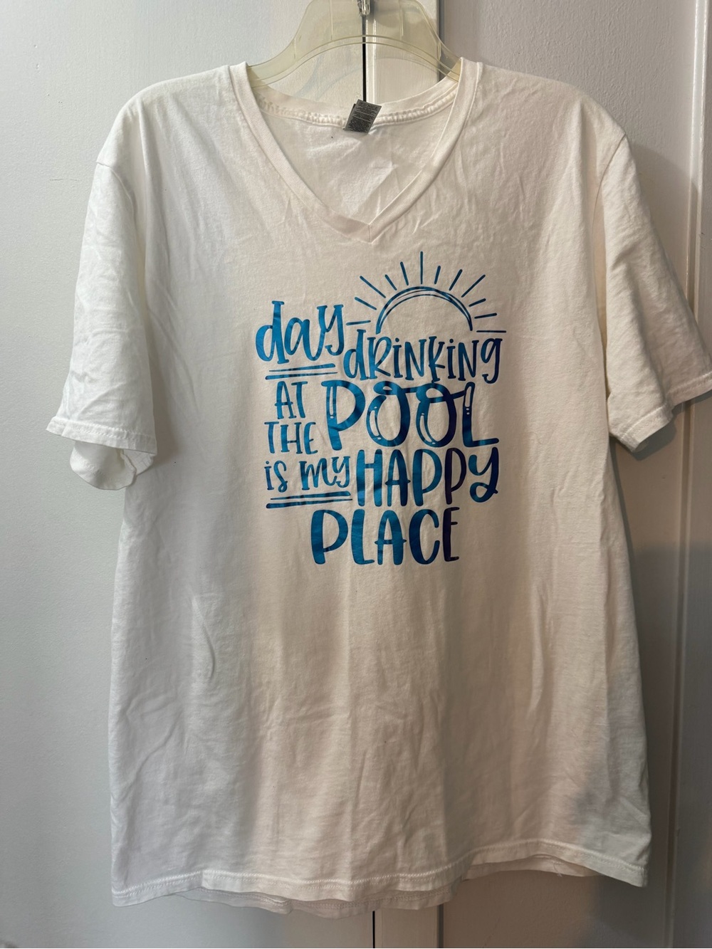 Gildan White Softstyle T-Shirt with Blue Nail Accent